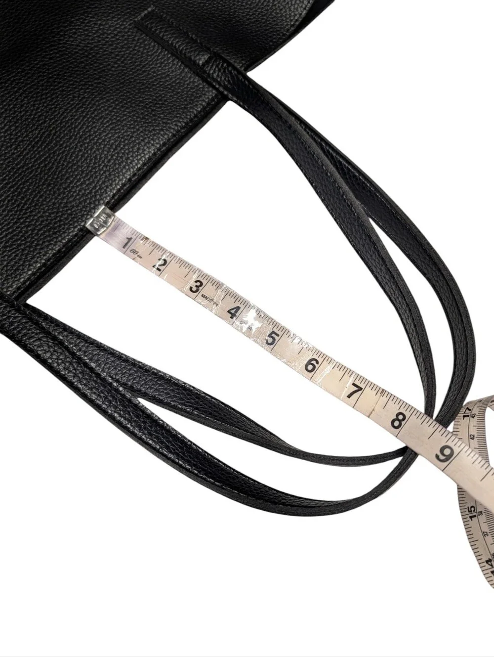 Vince Camuto Black Pebbled Tote Bag Gray Stripe Large Shoulder Bag